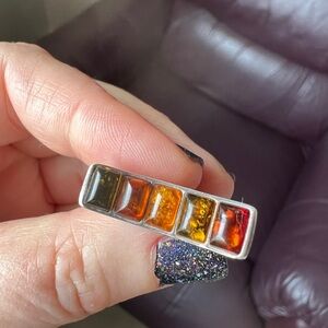 Multicolor Amber Ring
